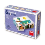 Cubes d’images en bois pour enfants – canard, chien, arbre (6 cubes)