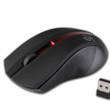 Souris optique sans fil GALAXY à surface caoutchoutée, noir‑rouge