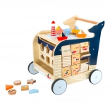 Chariot de marche en bois Baleine avec jeux marins