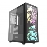 Boîtier PC Darkflash DK210 graffiti, verre trempé, ATX, noir