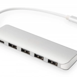 Hub USB‑C 4× USB 3.0 avec Power Delivery, en aluminium